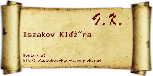 Iszakov Klára névjegykártya